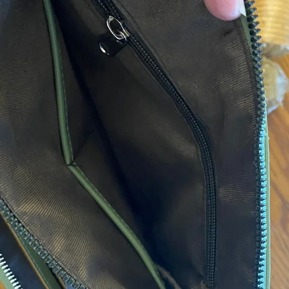 Olive Green Crossbody Bag with Embroidered Strap - Picture 4 of 11